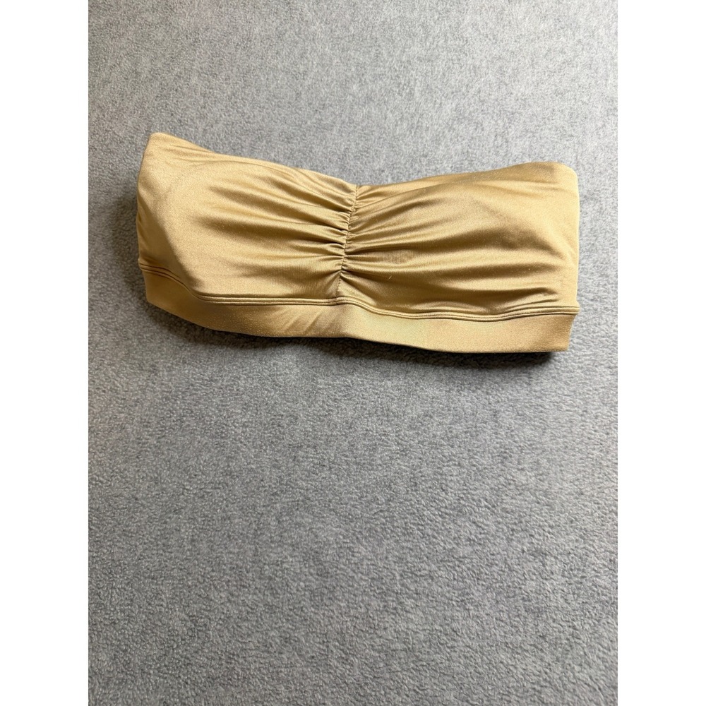 Maidenform Womens Gold Ruched Bandeau Strapless Bra Size 34 40974